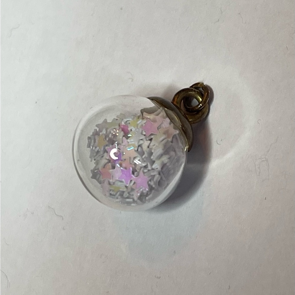 Glass Ball Pendant With Little Tiny Opalescence Stars